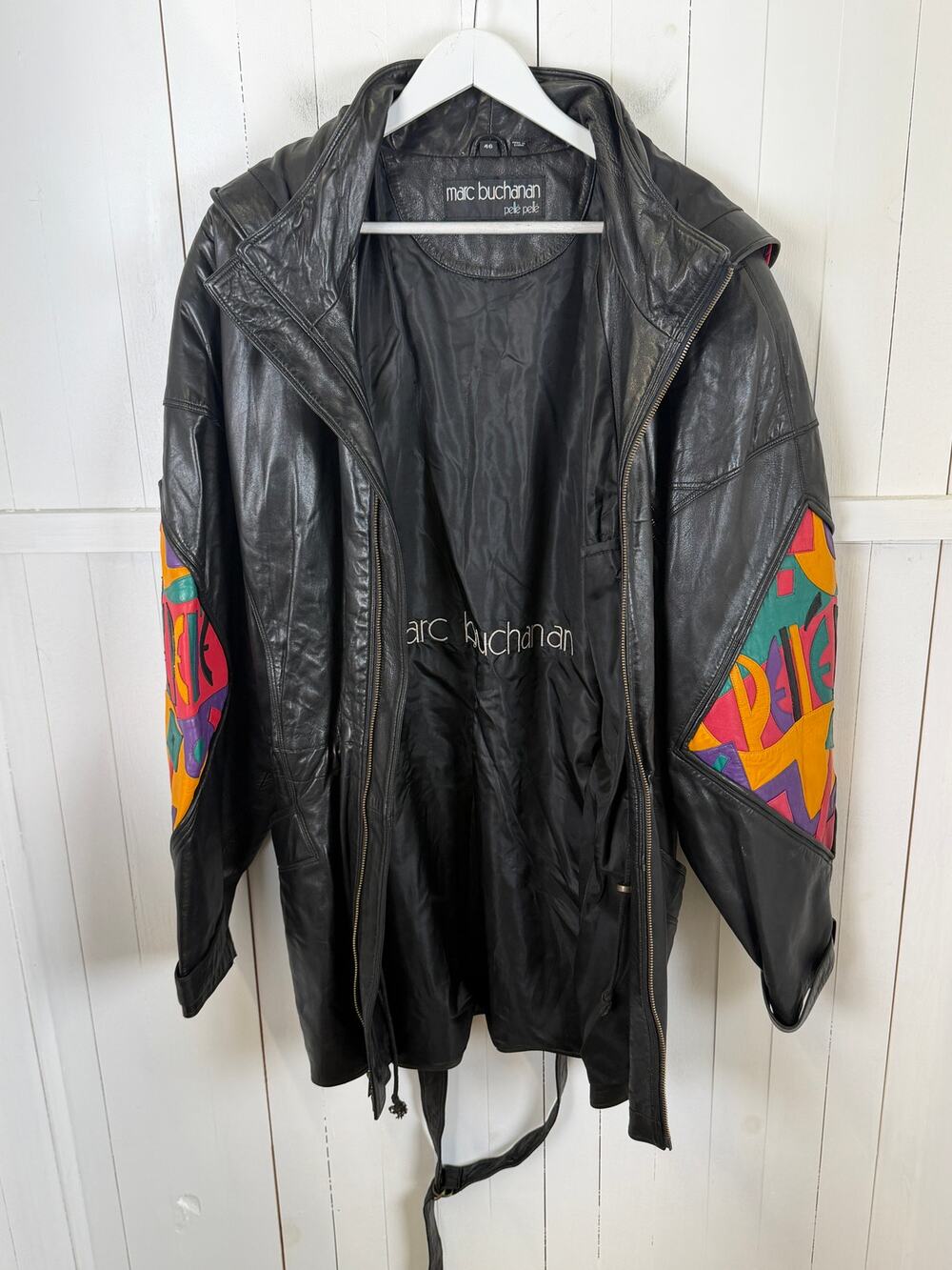 Marc Buchanan Black Leather Jacket Men’s EU 46 Excellent
